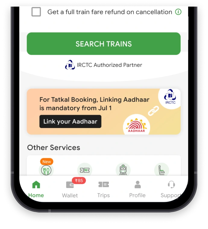 Open app and tap Link Your Aadhaar