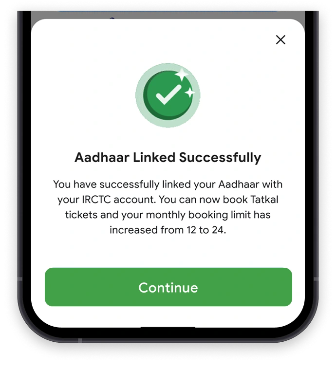 Aadhaar link successful message