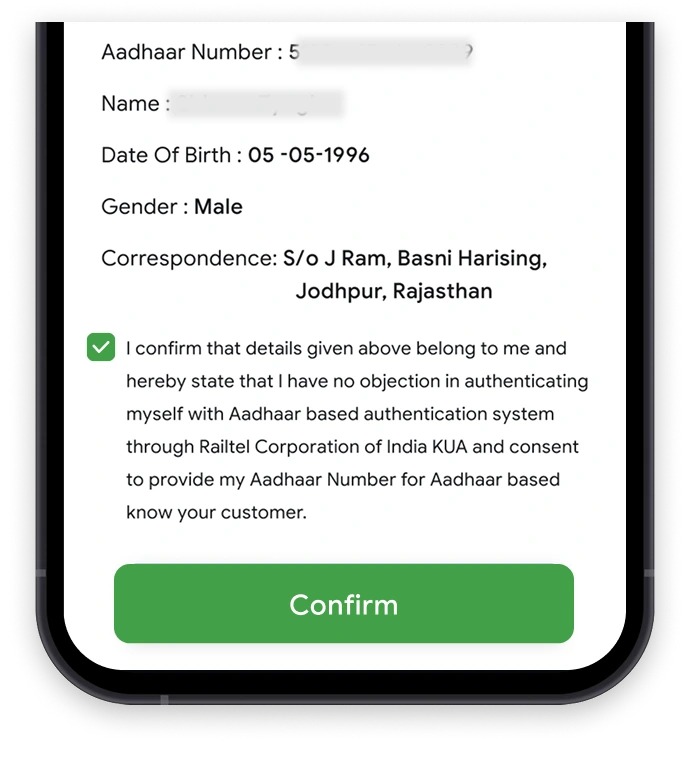 Confirm Aadhaar verification