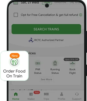 Tap “Order Food on Train” in the app